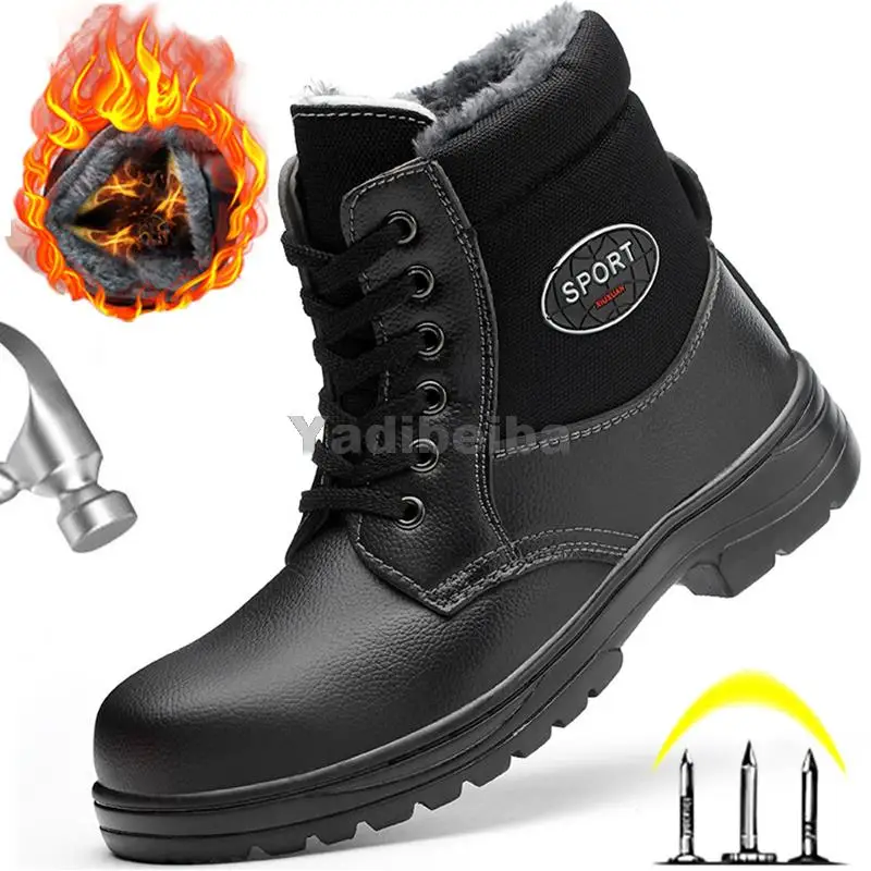 

Work Boots Winter Men Safety Shoes Steel Toe Shoes Men Warm Indestructible Safety Boots Puncture-Proof Work Shoes Sneakers Man
