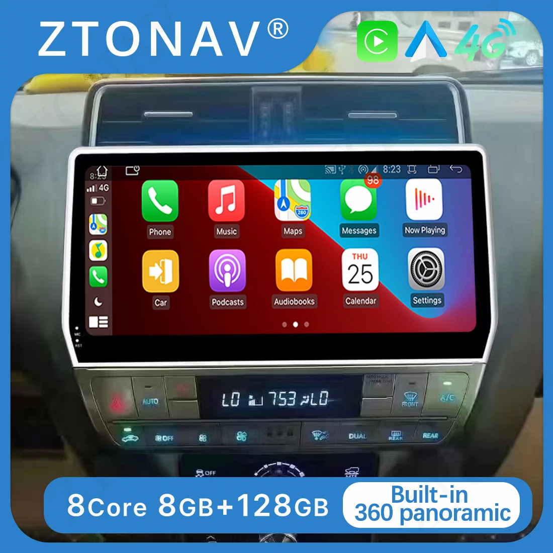Radio samochodowe stereo do Toyoty Prado 2018 2019 2020 2021 2022 Ekran Android Nawigacja GPS Automatyczna radioodtwarzacz samochodowy odtwarzacz DVD