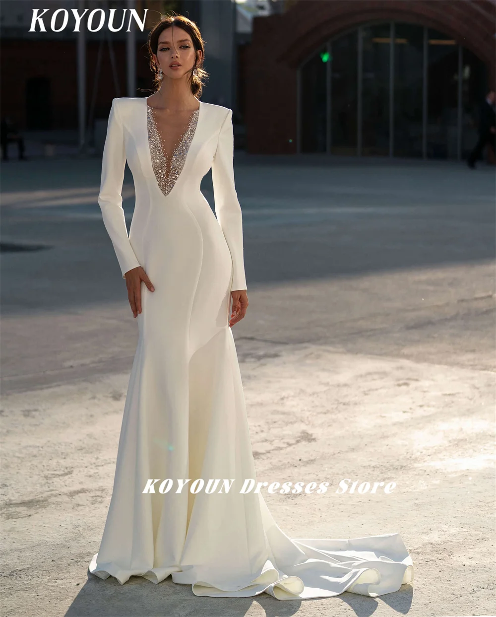 Женское платье с блестками KOYOUN сексуальное невесты глубоким V-образным вырезом и