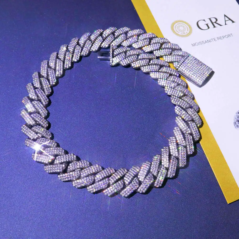 Мужская позолоченная цепочка из серебра 925 пробы с муассанитом