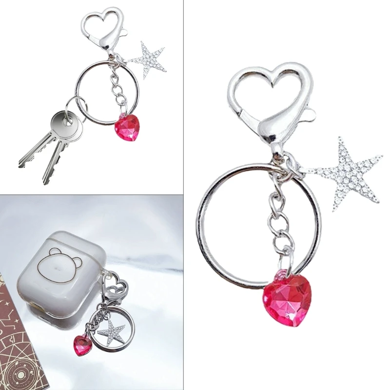 

Сладкий сверкающий кулон в форме сердца, брелок, модный Y2K, брелок для наушников, чехлы для ключей, держатель для кошелька, 40