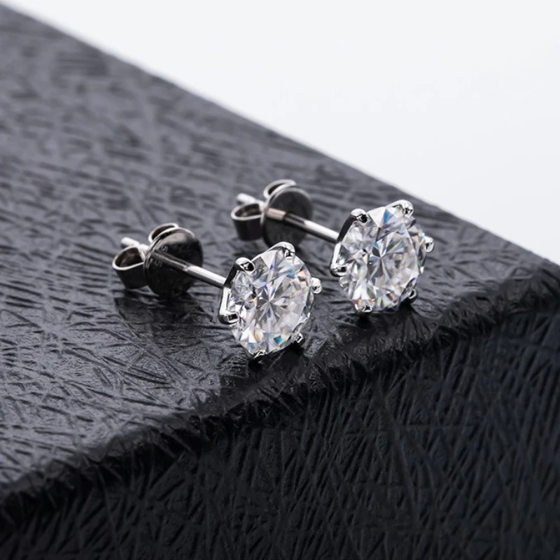 

14K 585 Solid Gold 1 carats D Color Moissanite Diamond Stud Earrings For Woman Gifts Engagement Fine Jewelry