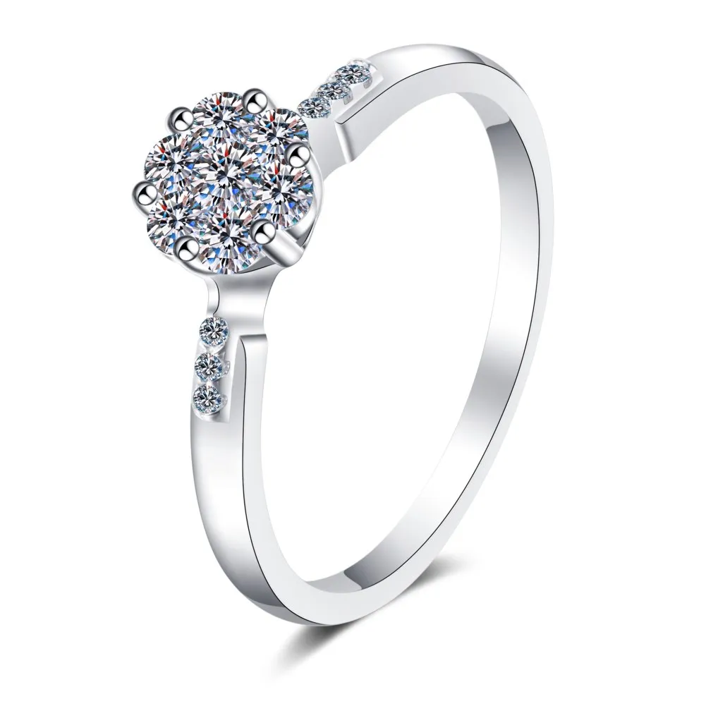 

Sterling Silver Ring Plated Pt950 Gold Women's 2022 New 24-point Moissan Diamond Ring
