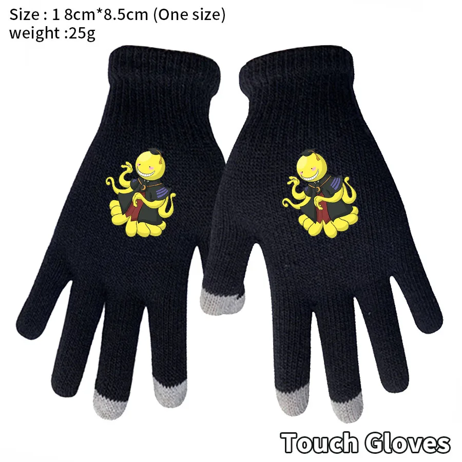 

Assassination Classroom Winter Warm Knitted Full Finger Gloves Unisex Outdoor Cycling Touch Screen Fashion Mittens Cartoon Gift