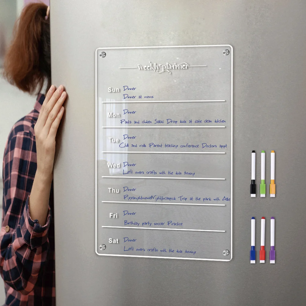 

Weekly Plan Message Board Dry Erase Fridge Magnetic Acrylic Boards Reminder Refrigerator Clear Kitchen Supplies Planning
