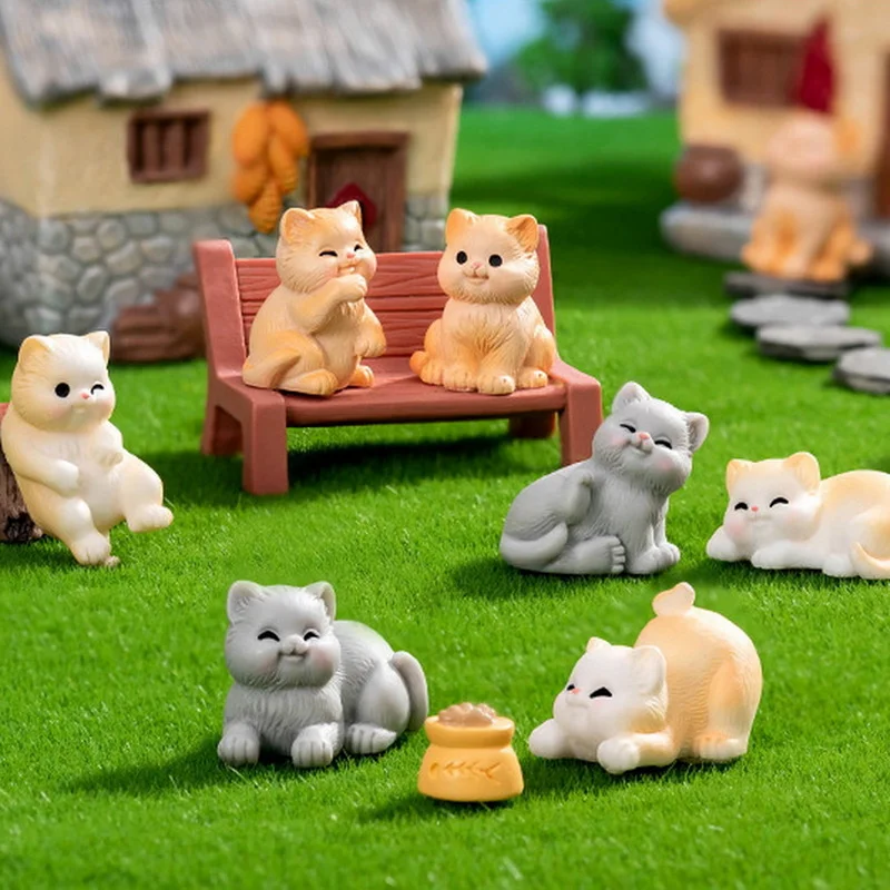 Мини-мультфильм милый Санхуа кот орнамент пейзажный горшок кукольный домик