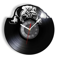 english bulldog pet silent quartz vinyl record wall clock for living room puppy dog lover home decor retro album lp wall watch