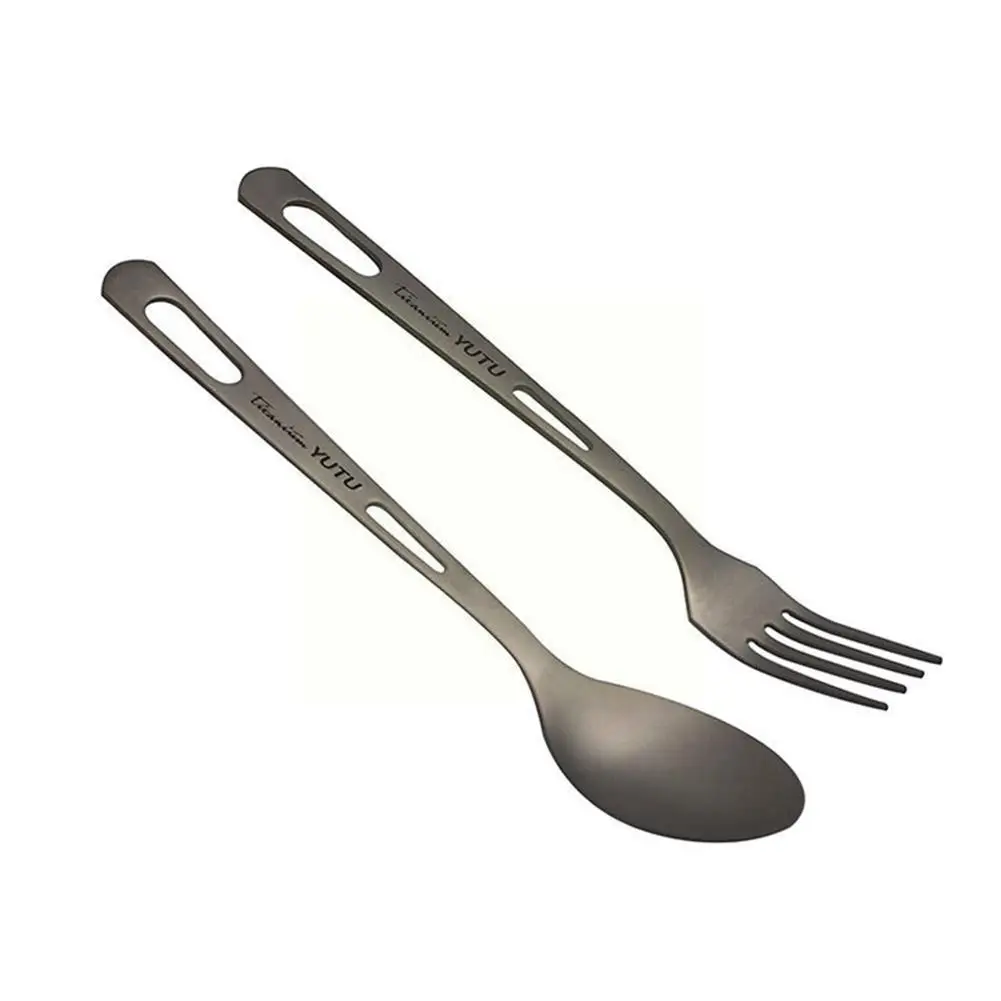 

Titanium Cutlery Outdoor Camping Utensils Light Fork Spoon Set Tableware Picnic Tool For Backpacking Hiking Camp Supplies T Q1H2
