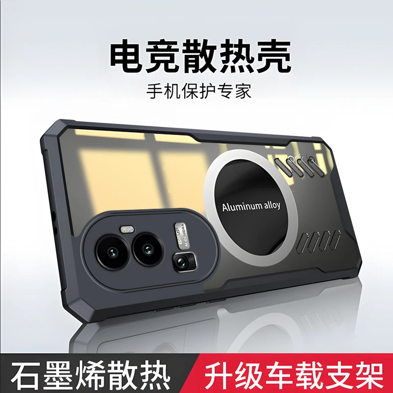 

Cooling Heat Dissipation Ventilation Case for OPPO Reno 10 Pro Plus Transparent Cases Shockproof Protector Cover Funda Capa
