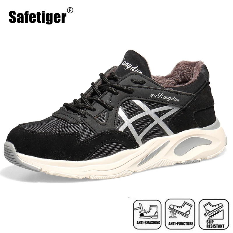 

Winter Mens Steel Toe Safety Shoes Lightweight Breathable Work Shoes for Men Anti-Smashing Non-Slip Construction Work Sneakers