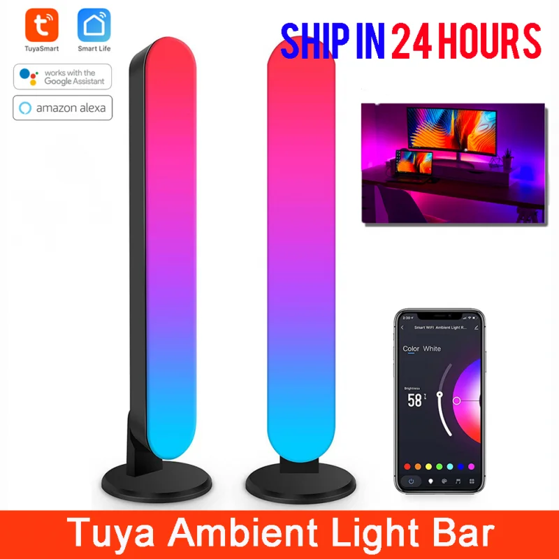 

Tuya Smart Home Light Bar Bluetooth WiFi+IR Smart Life LED Ambient Light Color Bar Light Homekit Suitable For Alexa Google Home