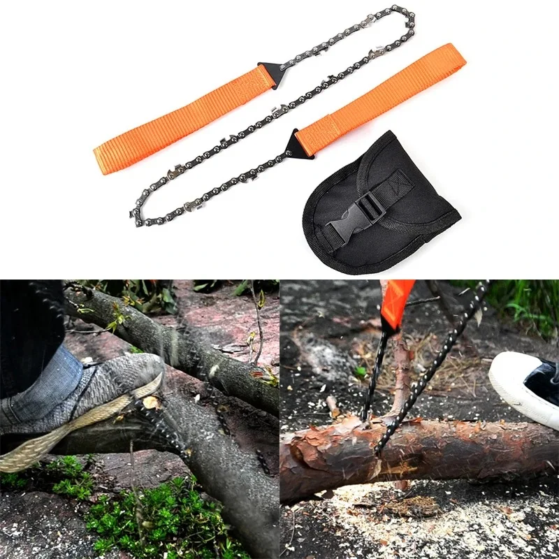 11 Tooth Portable Hand Zipper Saw Outdoor Chain Wire Saw Manganese Steel Pocket Wire Saw 24 Inch Garden Pruning tools