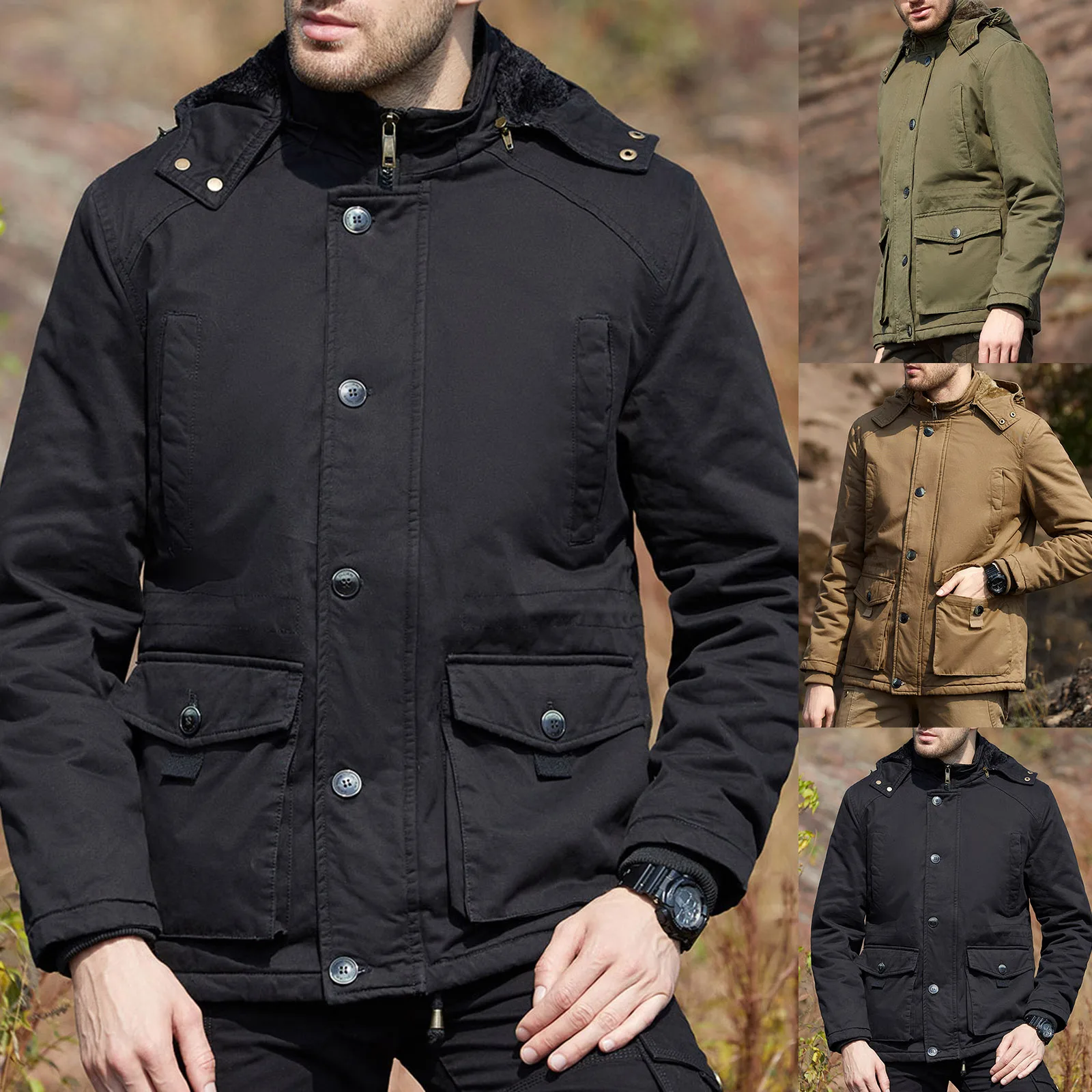 

Мужская флисовая куртка с длинным рукавом, с воротником-стойкой