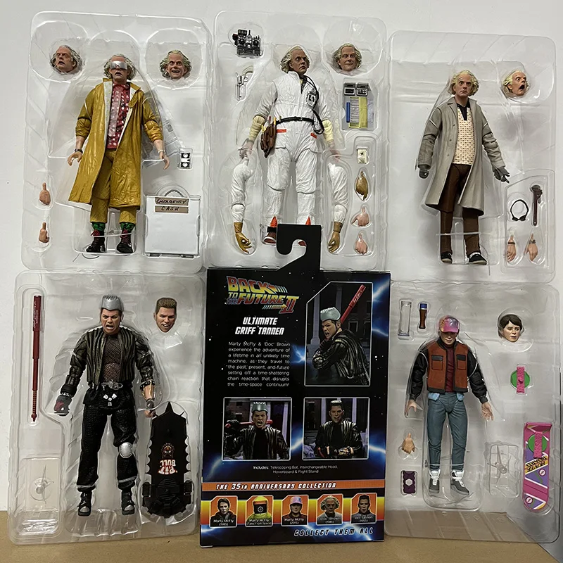 

NECA Back To The Future Part II Figure Doc Brown Action Figure Marty McFly Biff Griff Tannen Doc Brown Hazmat Suit Model Toys
