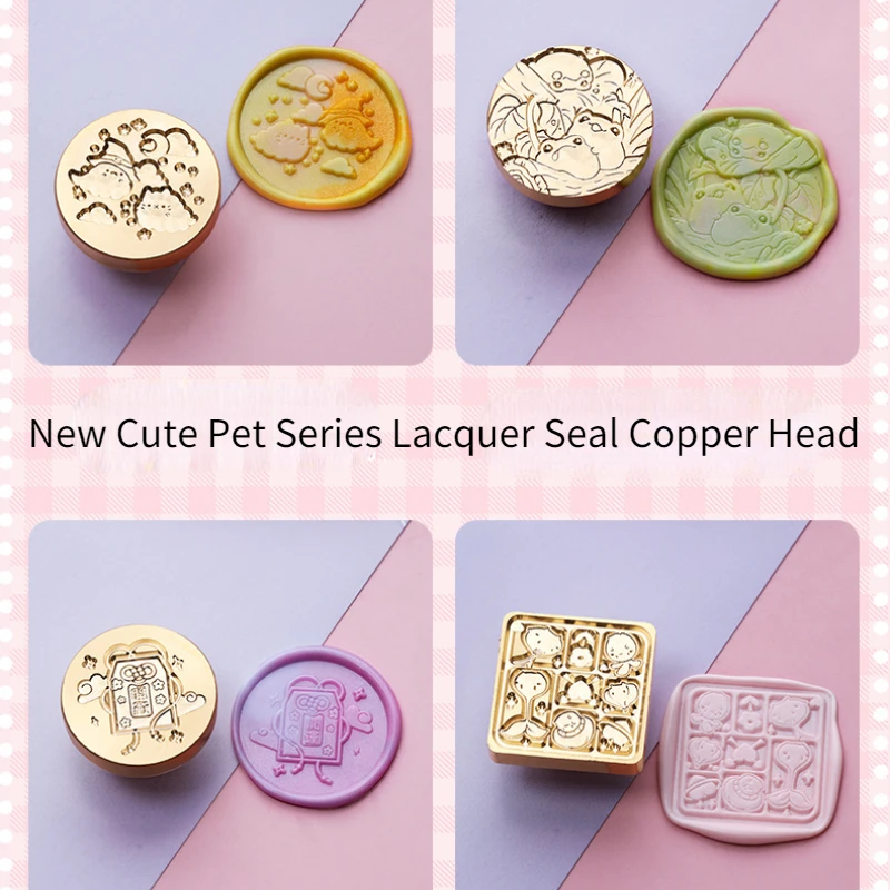 

New Cute Pet Series Lacquer Seal Copper Head Hand Account Cultural and Creative Stamp Envelope Invitation Decoration