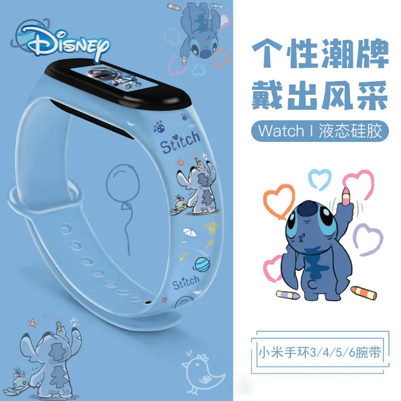 

Disney Stitch Cartoon Wristband Transparent Strap For Xiaomi Mi Band 6 5 4 3 NFC Sport Silicone Soft Bracelet Wrist Strap