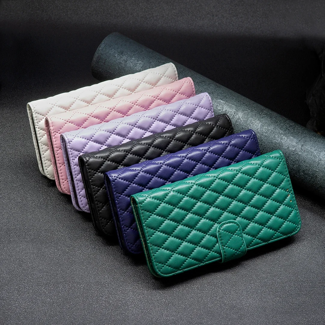 Flip Cards Solt Wallet Leather Case For Oneplus 12 12R Nord 4 Book Cover Kickstand Diamond grid pattern Bag Pocket Ultra Thin