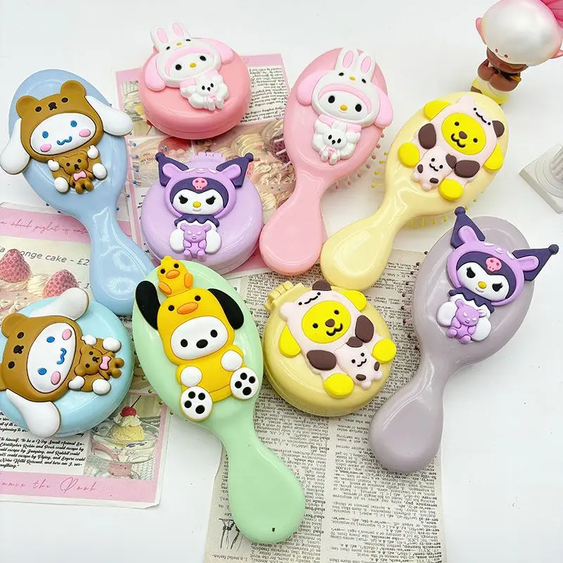 Милая расческа Sanrio Kuromi на воздушной подушке Air Kawaii Anime My melody Cinnamoroll для макияжа