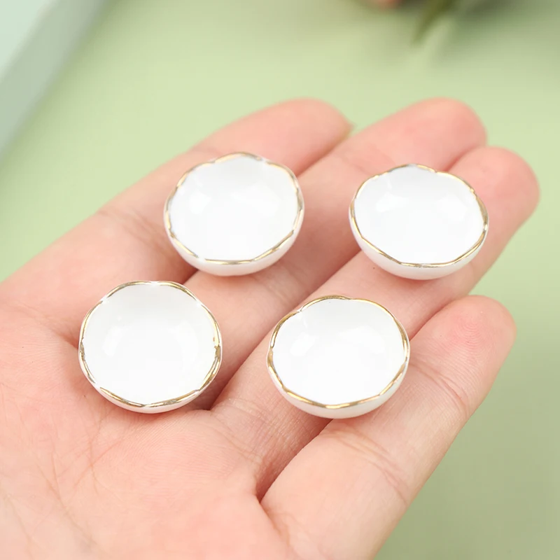 

4pcs 1:12 Dollhouse Miniature White Ceramics Bowl Dishes Doll House Kitchen Furniture Kids Toys 21*7mm