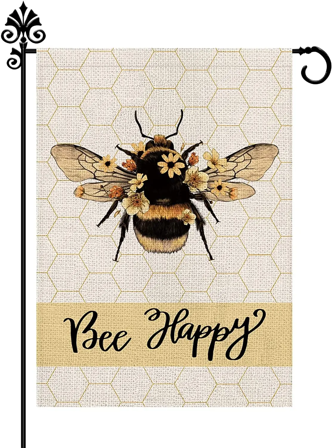 

Spring Garden Flag Bee Happy Flower Floral Summer Vertical Double Sided Burlap 12.5 x 18 Inch Holiday Farmhouse Seasonal Yard
