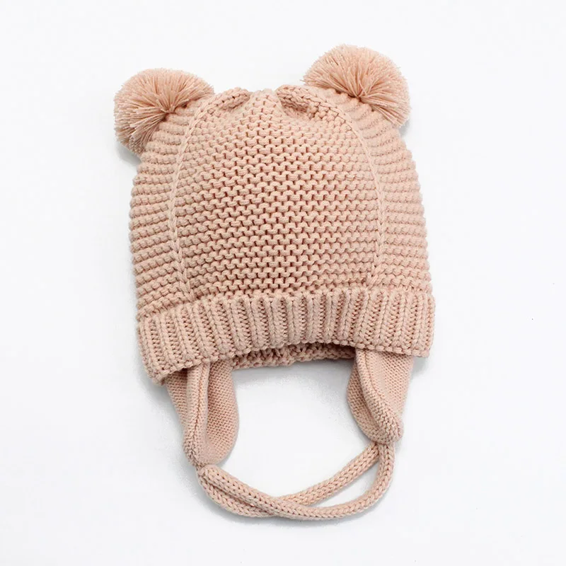 

Cute Knitted Pompom Baby Hat Cap Thick Warm Baby Girl Boy Hat Beanie Winter Ear Warm Kids Hat Baby Bonnet Muts For Newborn