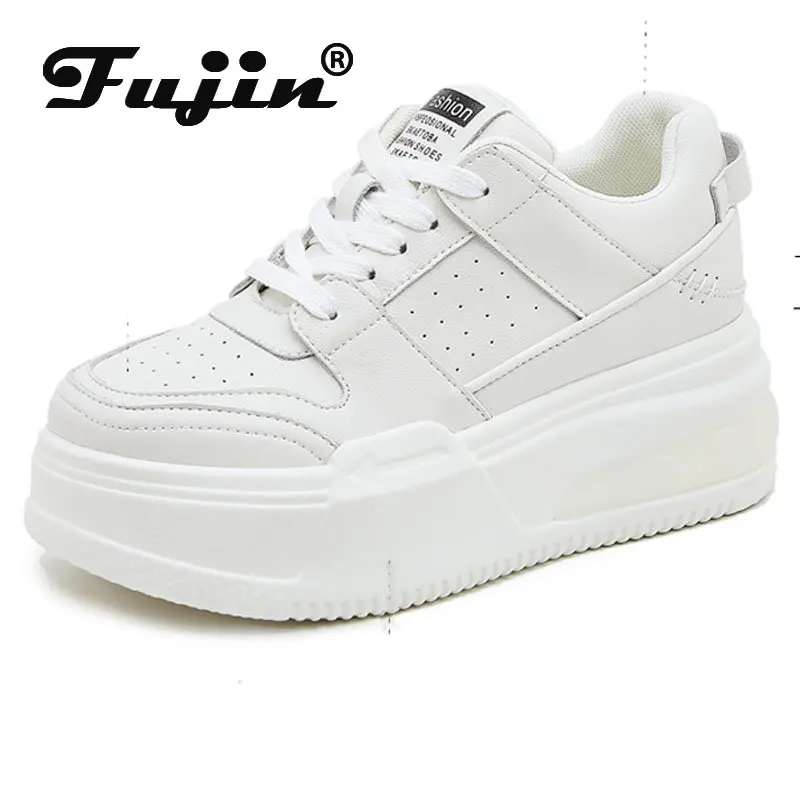 

Fujin 7cm 2023 Genuine Leather Platform Sneaker Chunky Casual Vulcanize Summer Ankle Boots Hidden Heel Women Spring Autumn Shoes