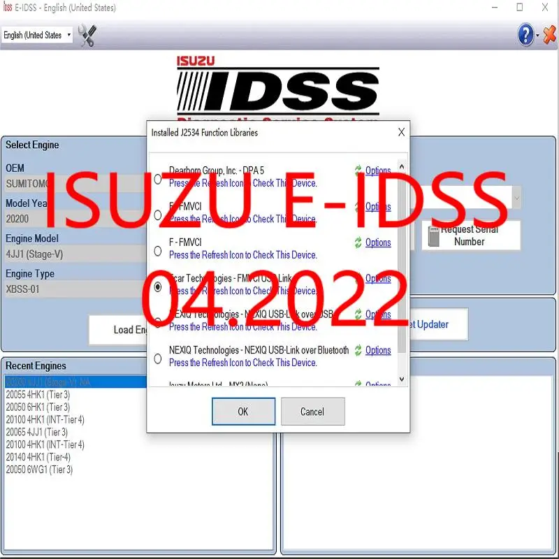 

Для Isuzu E-IDSS Export 2022,04 + система диагностики поддерживает J2534 + генератор ключей