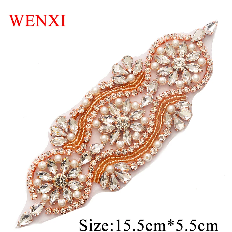 WENXI 2 шт. ручная вышивка бисером розовое золото серебро кристалл горный хрусталь