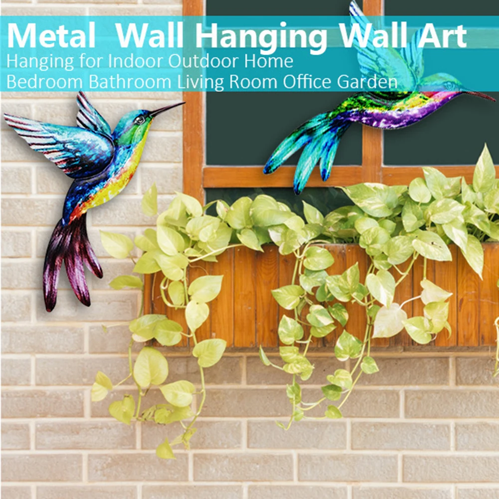 

1 Pc Metal Birds Crafts Wall Art Sculpture Flower Hummingbird Figurine Decoration Outdoor Hanging Ornament Garden Home Decor