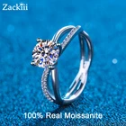 Женское кольцо из серебра 6,5 пробы, с натуральным муассанитом