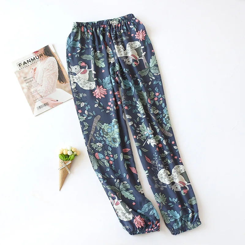 Women's new faux cotton trousers multicolor large size spring and summer beam leg pants thin section can be worn outside air con