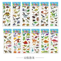 12 sheets dinosaur series cartoon stickers for child notebook skateboard diy waterproof cute sticker toy boys gift