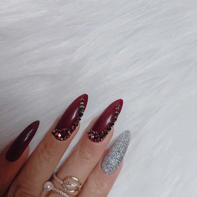 Сверхдлинные овальные накладные ногти тонкие художественные салонные с