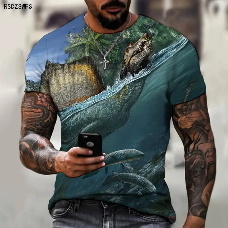 

Brand Men's Shirts Crew Neck T-shirts 3D Printing Jurassic Tyrannosaurus Fierce Fashion Trend New Summer Must-have Oversize