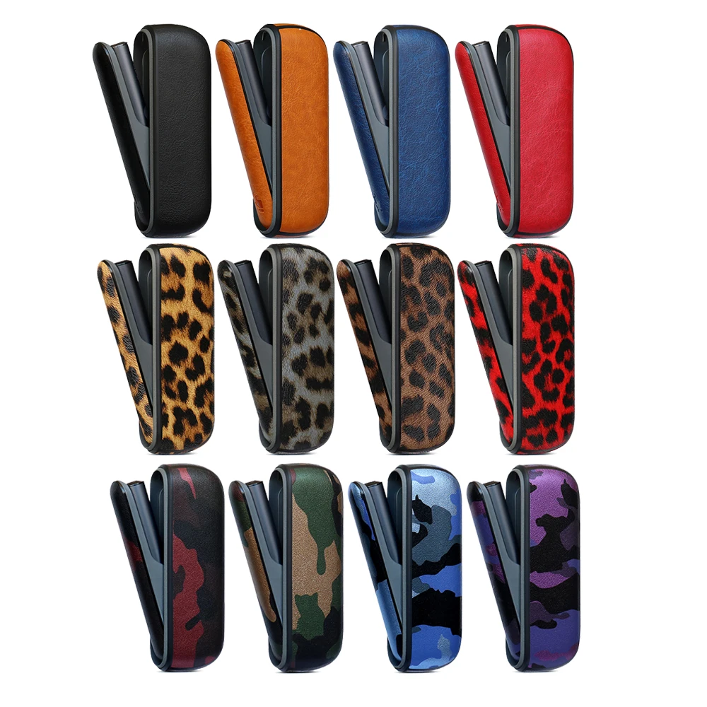 

New 17 Colors Leopard Lichee Style Side Cover + Leather Case for IQOS Iluma Holder Pouch Protective Accessories