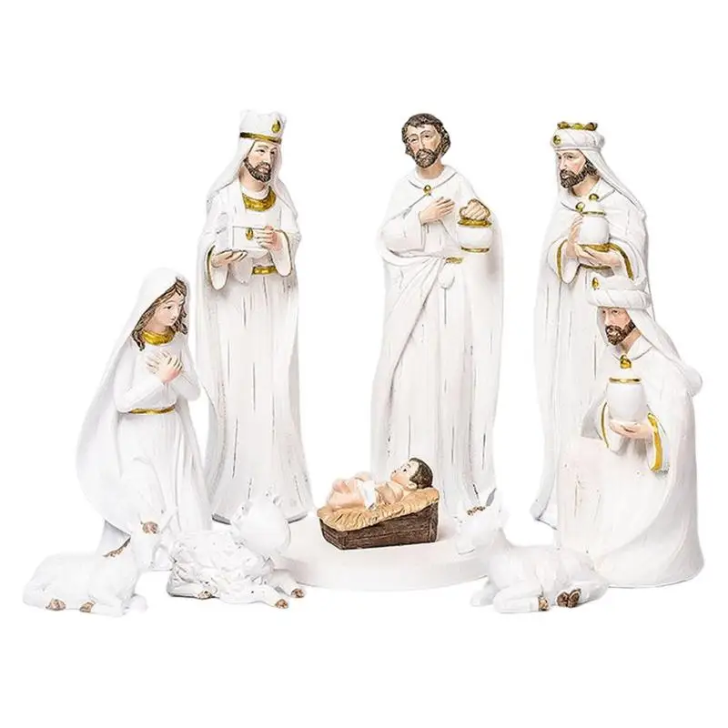 

Nativity Sets for Christmas Indoor Nativity Figurines Set Christmas Decorations Mini Resin Nativity Scene Figurine Statue Set