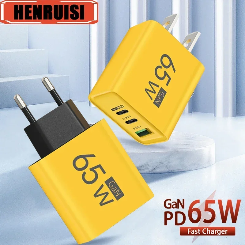 Зарядное устройство GaN USB C 65 Вт PD Quick Charge 3.0 для мобильного телефона iPhone 15 14 Xiaomi POCO