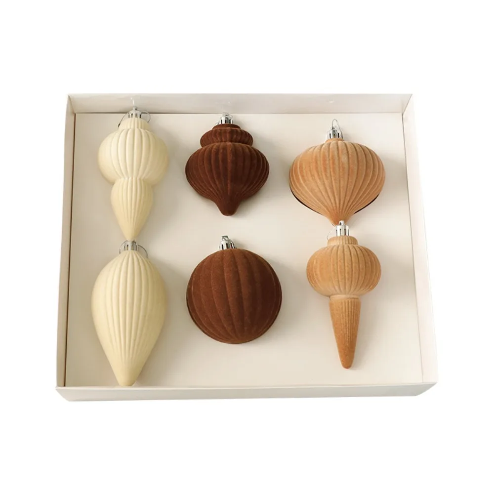 Флокированные рождественские шары 6 шт.