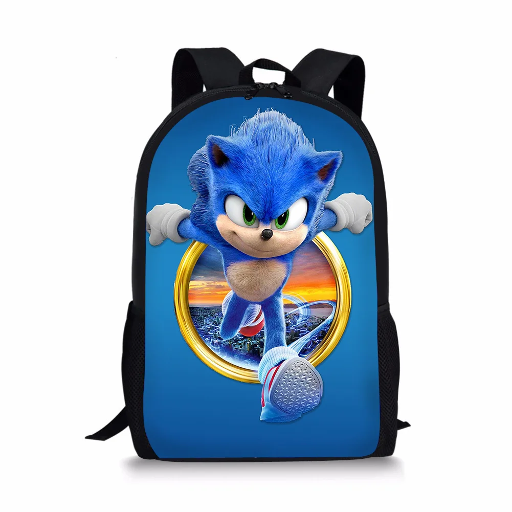 

Sonic Pattern Print School Bags Daily Travel Climbing Durable Backpack Trendy Birthday Gift for Kids Knapsack