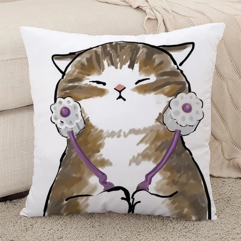 

Pillowcase Cute Cat Pillowcases for Pillows Decor Home Body Pillow Cover 45x45 Cushions Covers Car Sofa Short Plush Bastet Throw