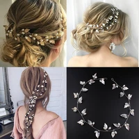 bridal wedding hairpins crystal pearl hair accessories flower tiara headpiece handmade hairbands decoration hair comb for women
