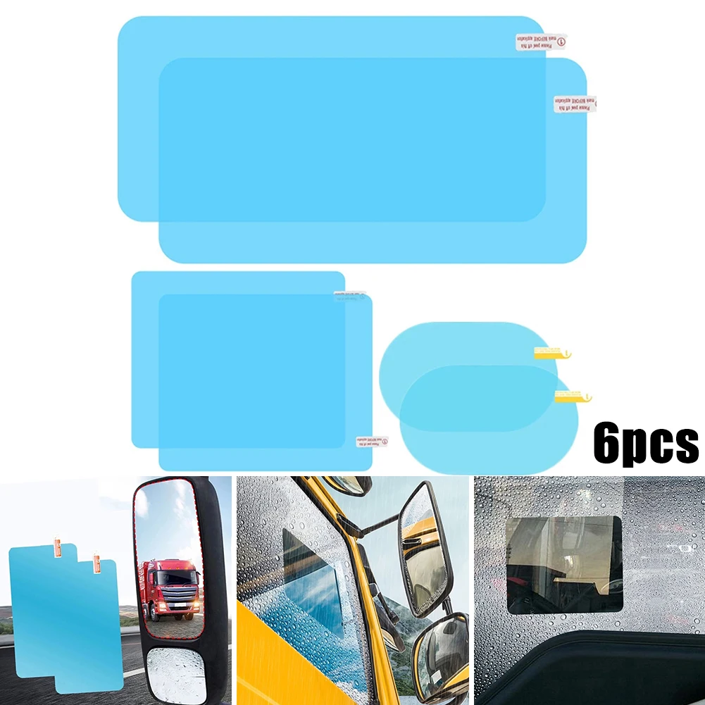 

6pcs/set Car Truck Rearview Mirror Rain-proof Film Window Glass Anti-Fog Anti-reflective Clear Waterproof Sticker Film