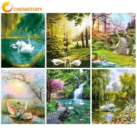 chenistory acrylic paint by numbers original gifts picture drawing swans drawing by numbers home decor pictures by numbers