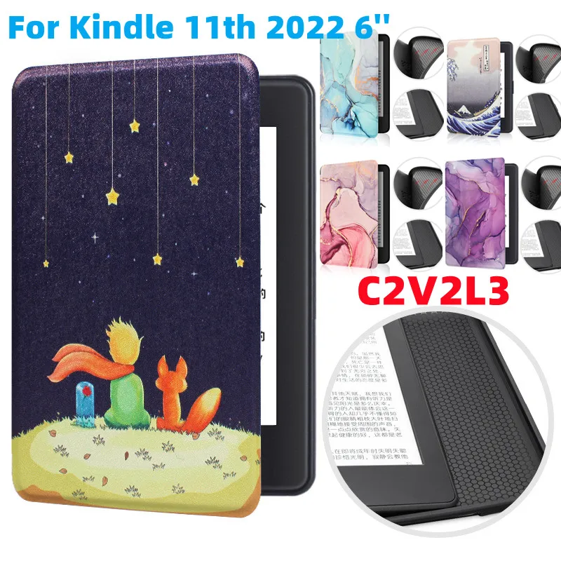 

Kindle 2022 11th Print Smart Case for 6'' All-New Kindle 2022 Release 11th Generation C2V2L3 Built-in Light 6 Inch Cover Sleeve