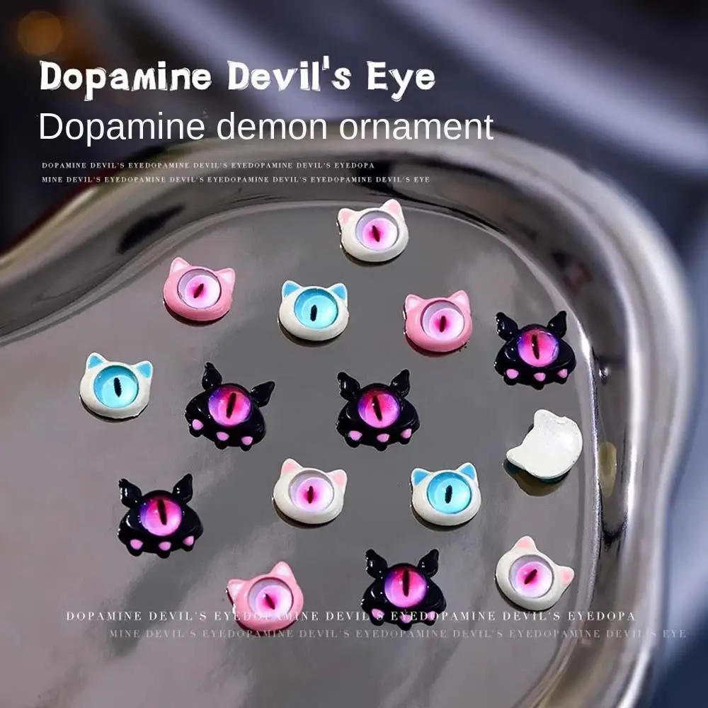

2Pcs Personality Dopamine Evil Eyes Nail Charms Alloy Resin Flatbacks Black Pink Yellow Cute Y2K Cool Demon Nail Art Decor