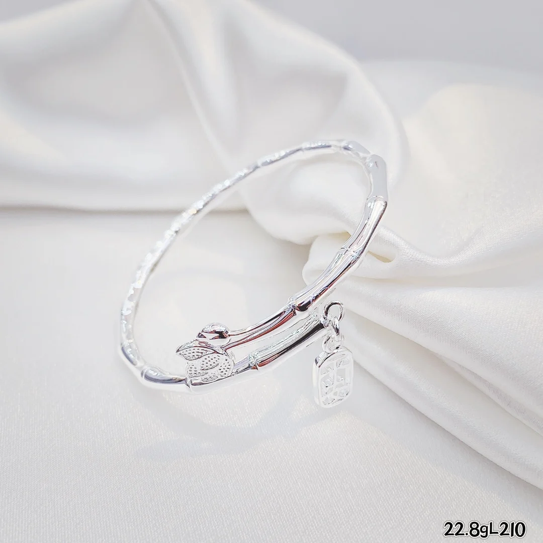 

Bamboo Silver Bracelet Women's Sterling Silver 9999 Youth Bamboo News Safe Foot Silver Bracelet Gifts to Girlfriend Small Group