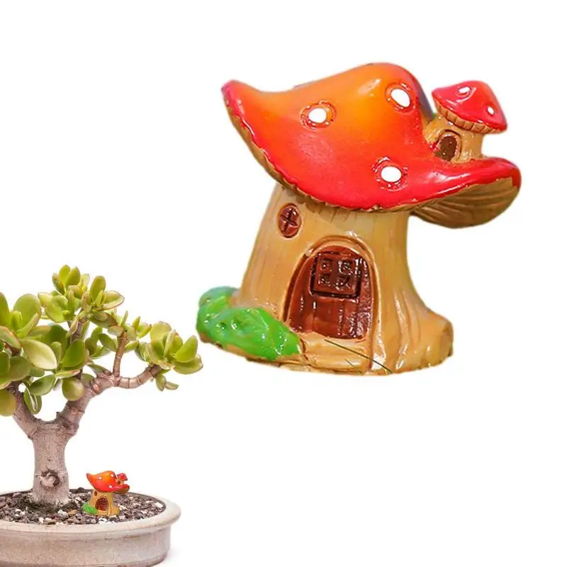 

Resin Mushroom Fairy House FigurinesFairy Garden Ornaments Miniature Terrarium Home Office Decoration Accessories