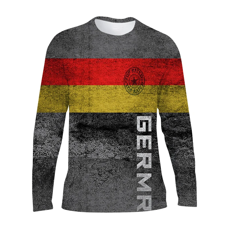 Мужская футболка с длинными рукавами весна-лето круглым вырезом в стиле ретро