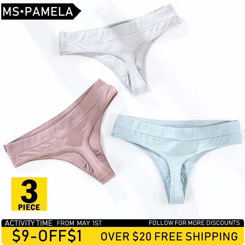 

XPAY, комплект из 3 предметов, хлопковая Женская Нижнее белье стринги нижнее белье высокого качества с низкой талией, без каблука, мягкие женск...