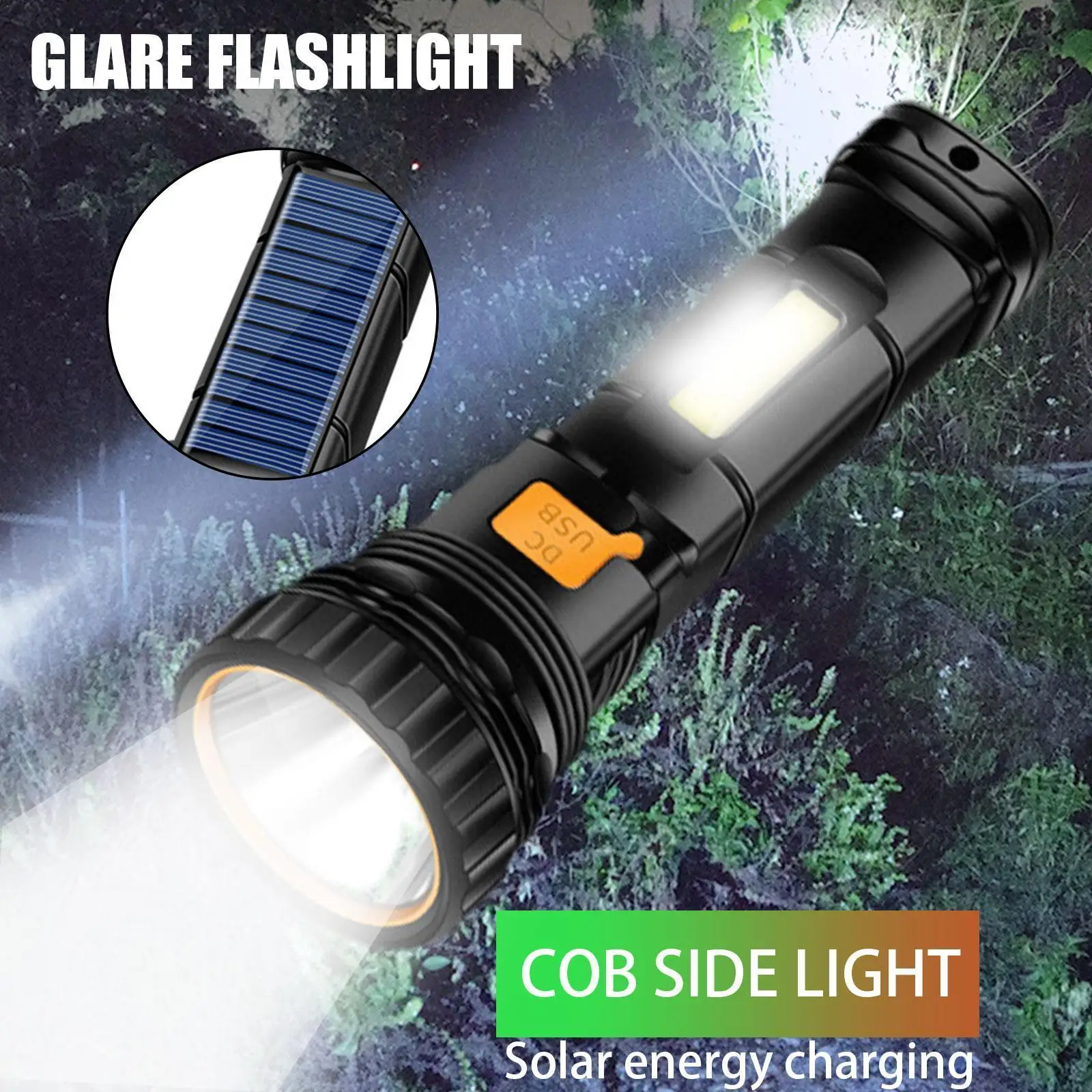 

Светодиодный уличсветильник фонарик на солнечной батарее, ультра-яркий USB-Стробоскоп с аккумулятором для экстренных ситуаций, многофункци...